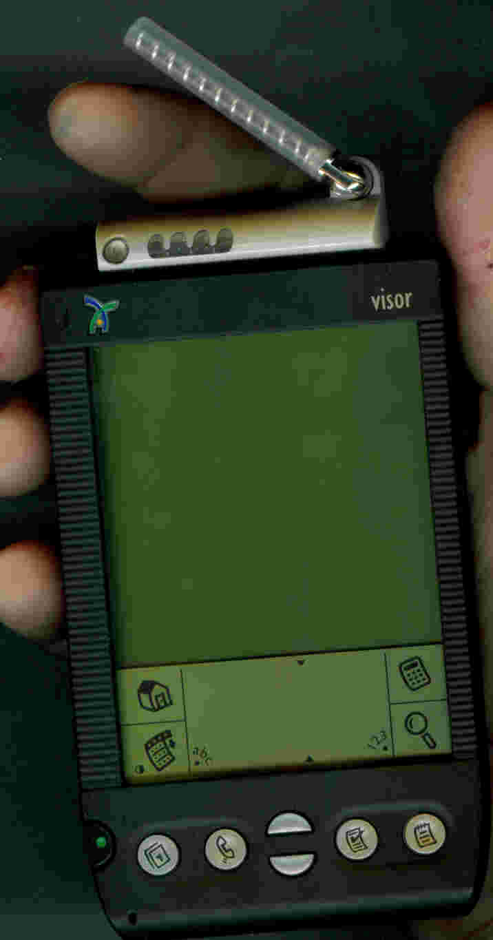 wipclip installed in handspring visor